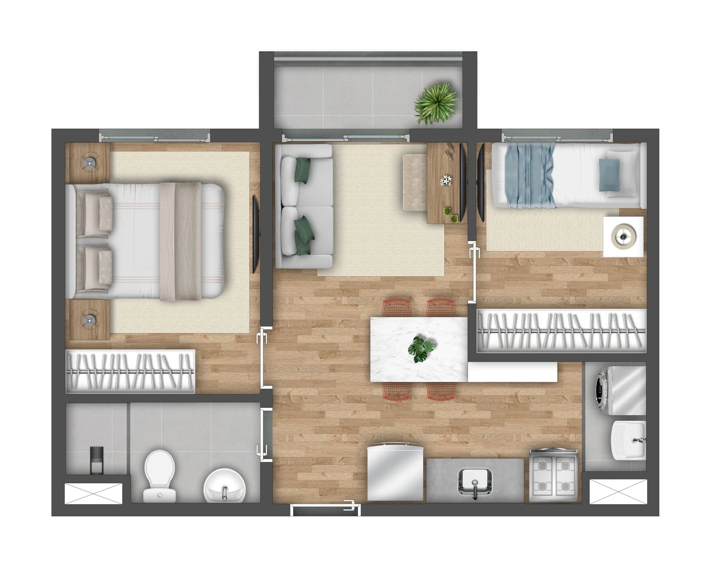 Família em apartamento
